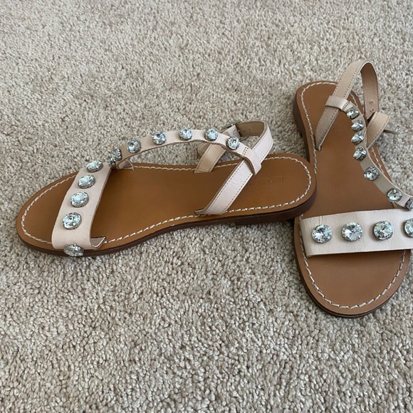 Zara crossover pink leather sandals with with jewels - Picture 5 of 5